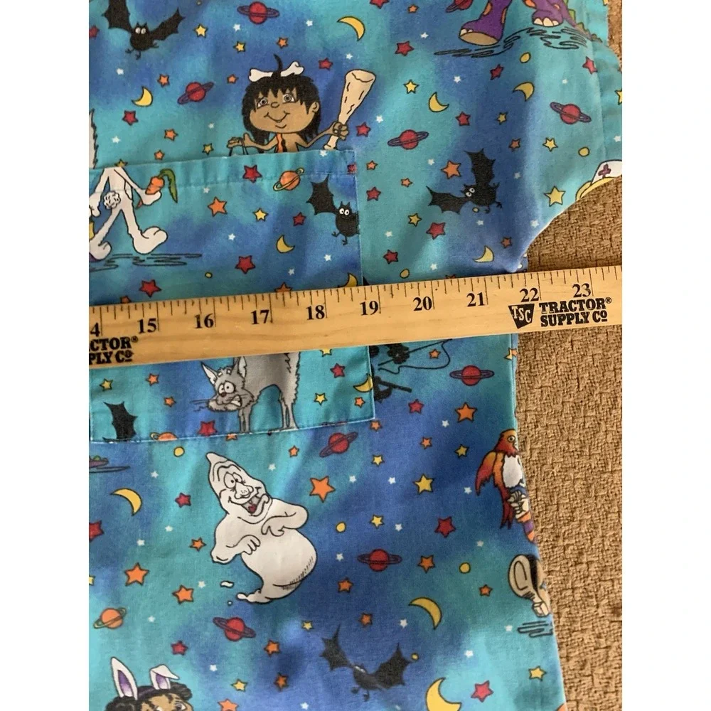 Women's S Vintage Halloween Rare‎ Scrub Top Nurse Uniform Piediatrics  Ghost Cat